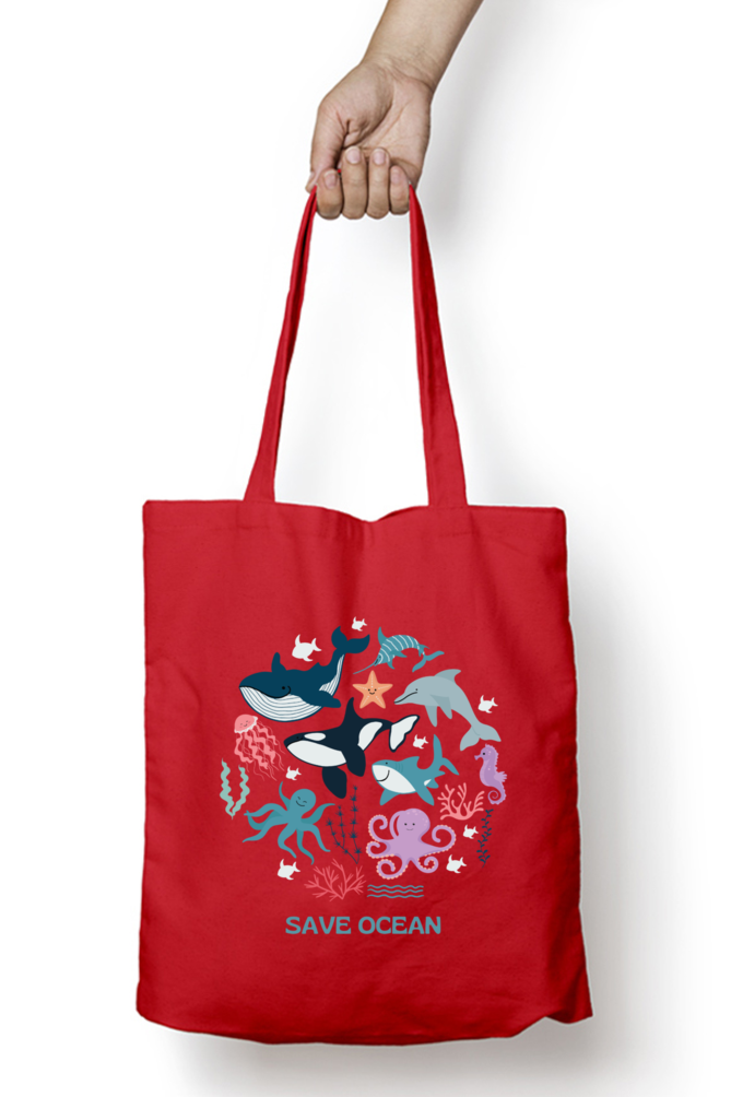 Save Ocean Print Unisex Tote Bag With Zipper