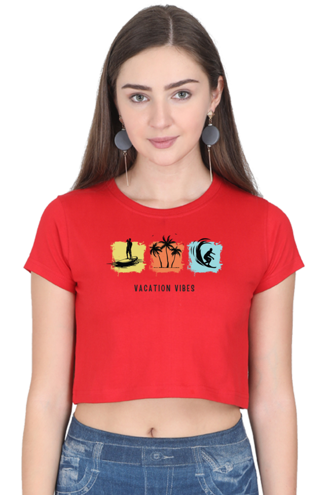 TrendzyKart Vacation Vibes Digital Print Women Crop Top