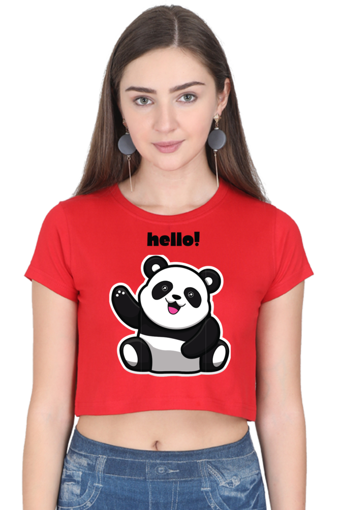 TrendzyKart Hello Panda Digital Print Women Crop Top