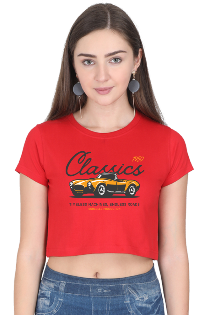 TrendzyKart Classic 1950 Vintage Car Digital Print Women Crop Top