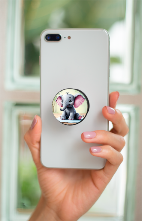 TrendzyKart Phone Grip with Expanding Kickstand - Baby Elephant