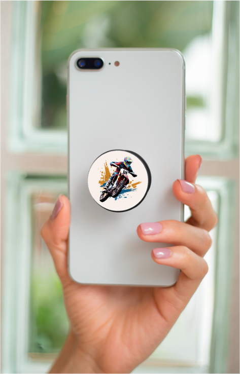 TrendzyKart Phone Grip with Expanding Kickstand - Dirt Bike