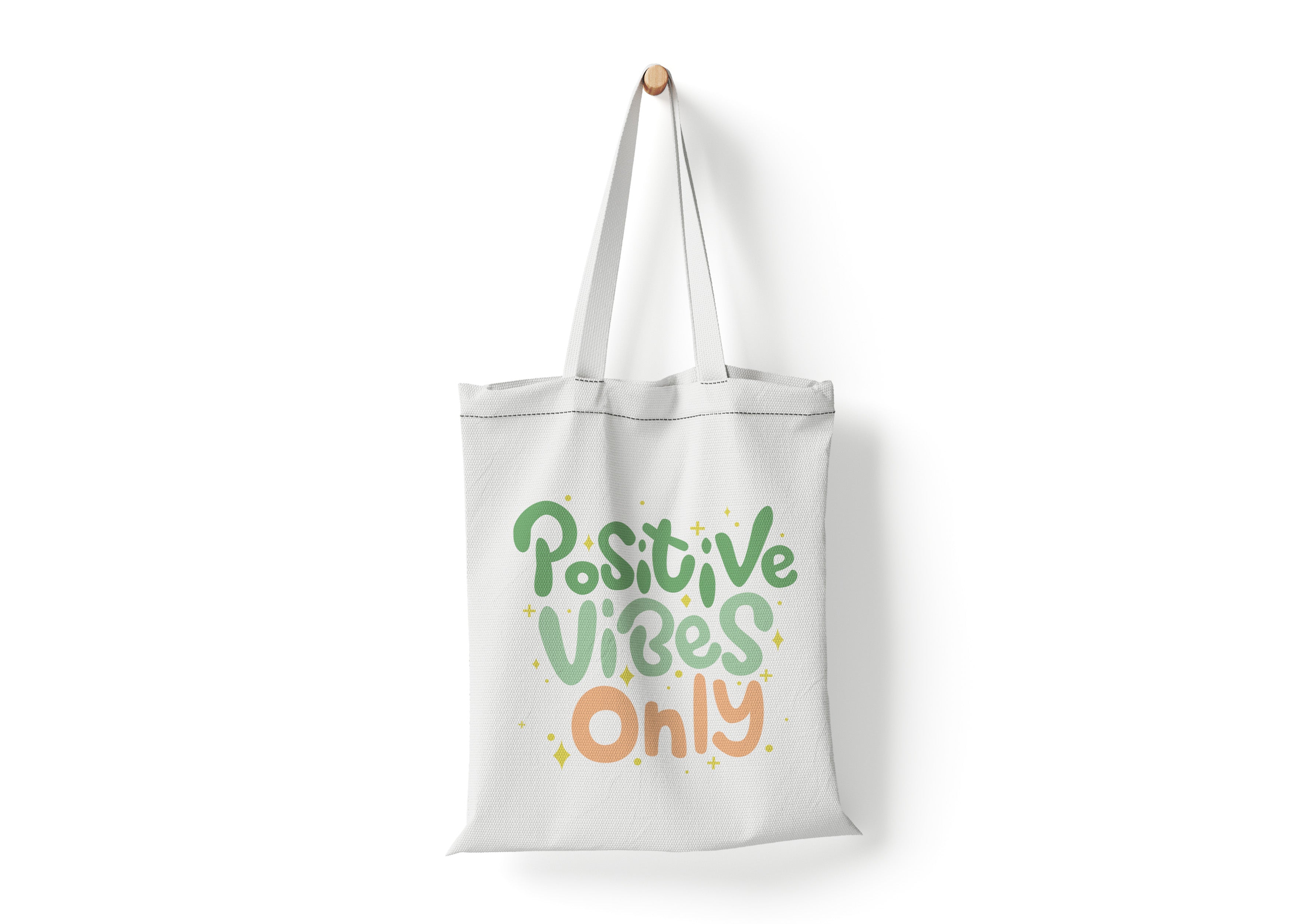 TrendzyKart Be Positive Vibes Only Print Unisex Zipper Tote Bag