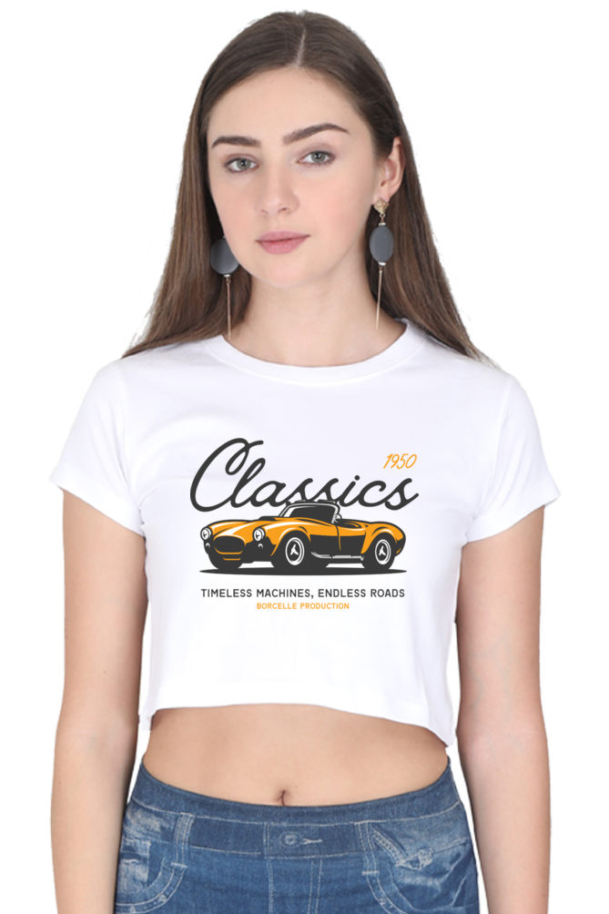 TrendzyKart Classic 1950 Vintage Car Digital Print Women Crop Top