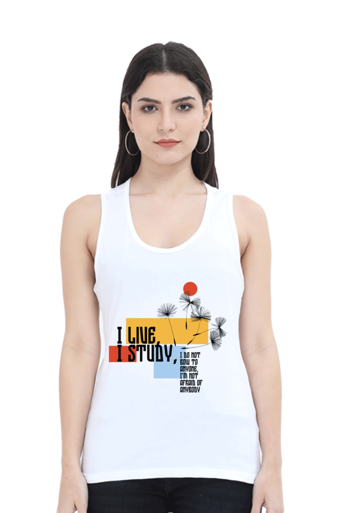 TrendzyKart I Live I Study Digital Print Women Tank Top