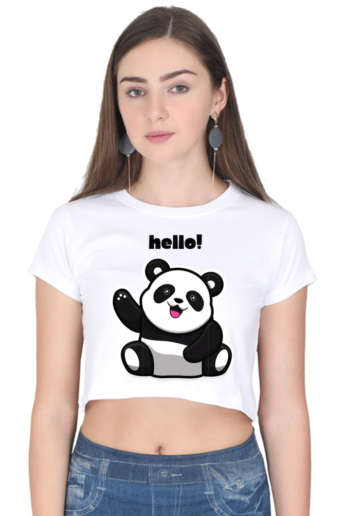 TrendzyKart Hello Panda Digital Print Women Crop Top