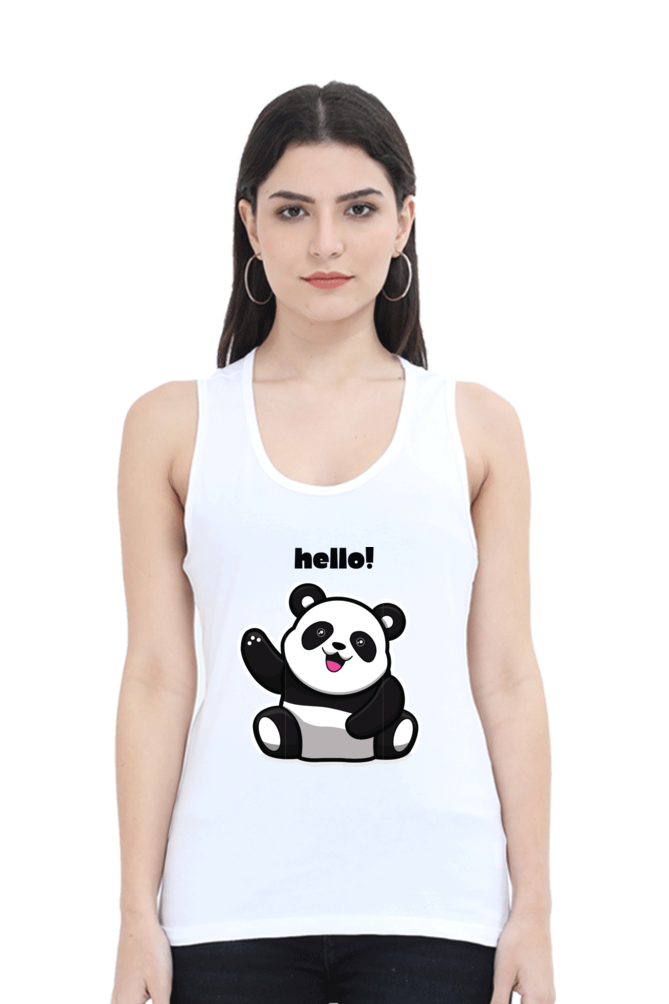 TrendzyKart Hello Panda Print Women Tank Top