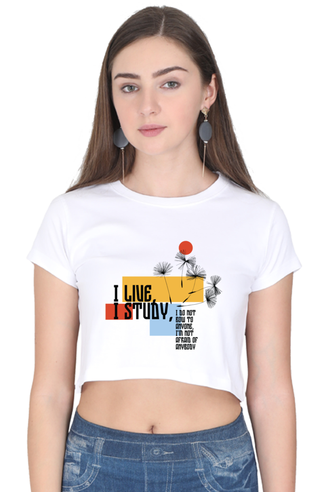 TrendzyKart I live I Study Digital Print Women Crop Top