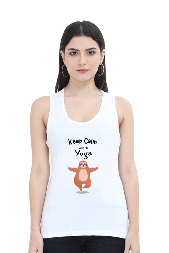 TrendzyKart Keep Calm And Do Yoga Print Women Tank Top