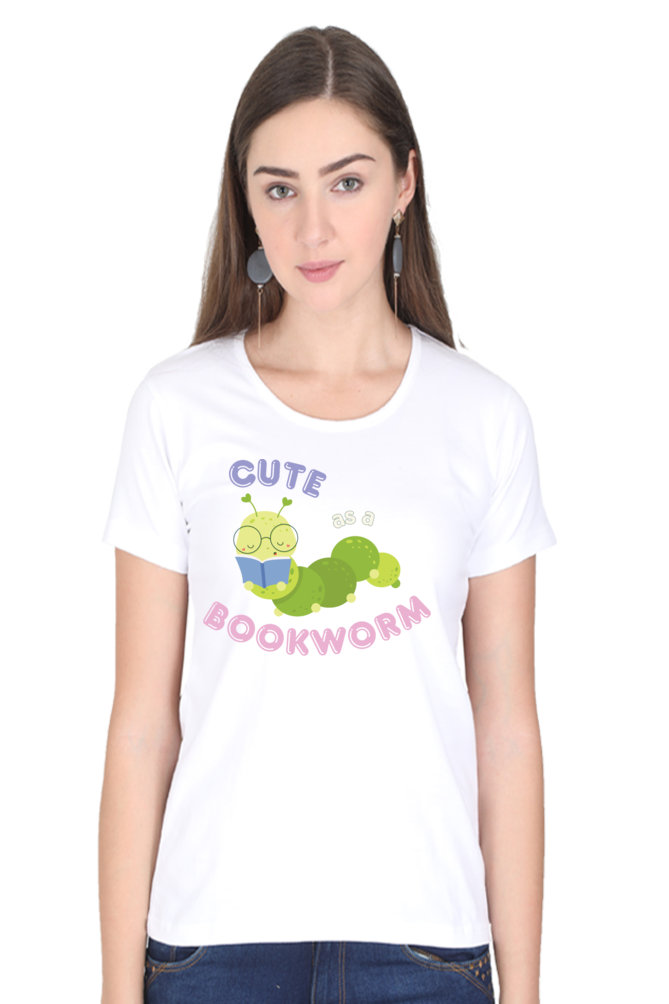 TrendzyKart Cute as a Bookworm Digital Print Women Half Sleeve T-Shirt