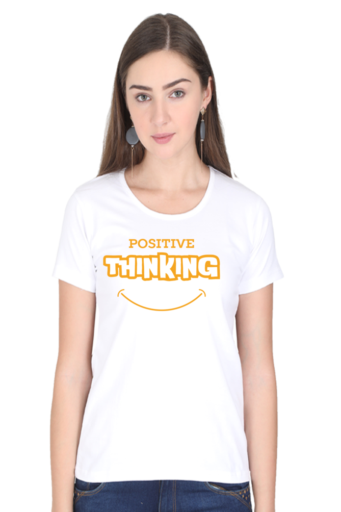 TrendzyKart Positive Thinking Digital Print Women Half Sleeve T-Shirt