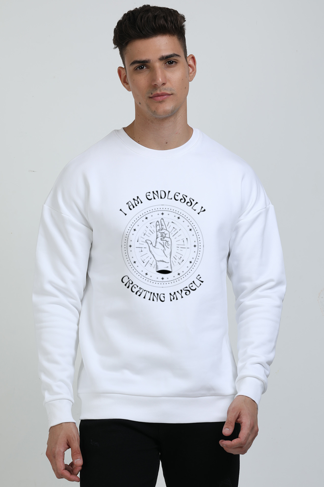 TrendzyKart Unisex Oversized Sweatshirts - I am Endlessley Creating Myself