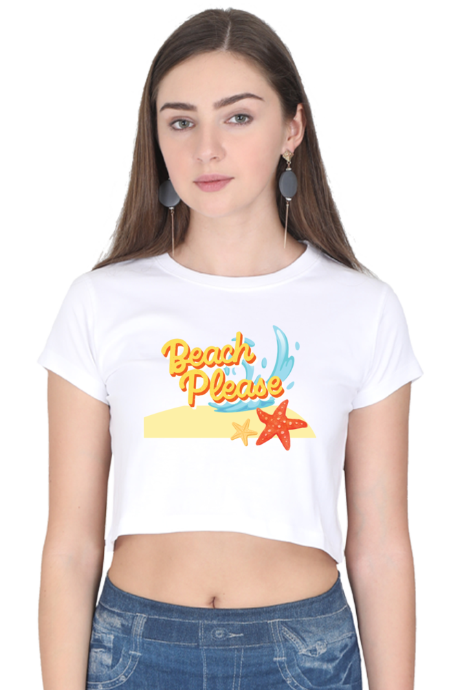 TrendzyKart Beach Please! Digital Print Women Crop Top