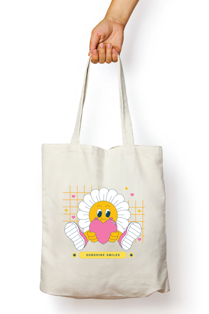 Sunshine Smile Print Unisex Zipper Tote Bag