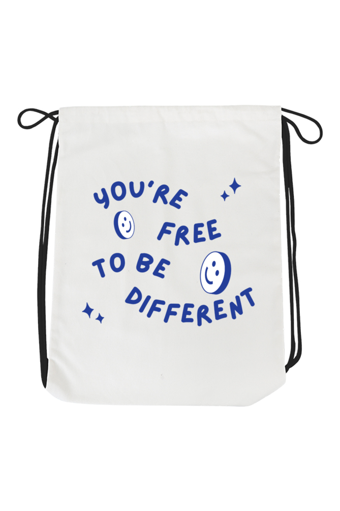 You Are Free to Be Different Print Unisex Drawstring Bag