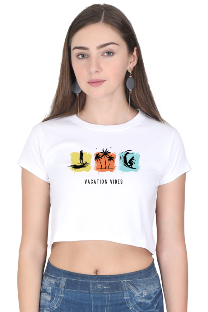 TrendzyKart Vacation Vibes Digital Print Women Crop Top