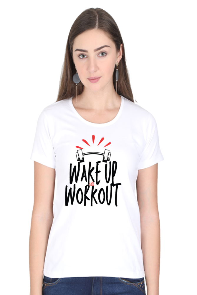 TrendzyKart Wake Up Workout Digital Print Women Half-Sleeve T-Shirt