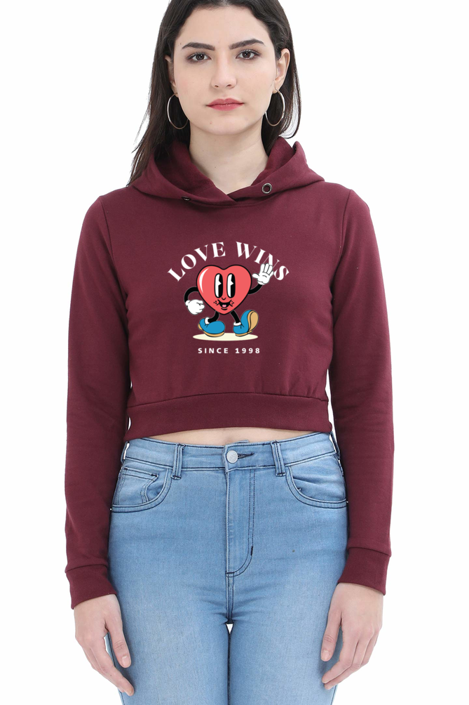 TrendzyKart Love Wins Digital Print Women Crop Hoodies