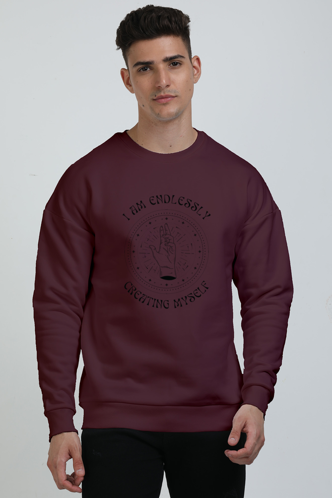 TrendzyKart Unisex Oversized Sweatshirts - I am Endlessley Creating Myself