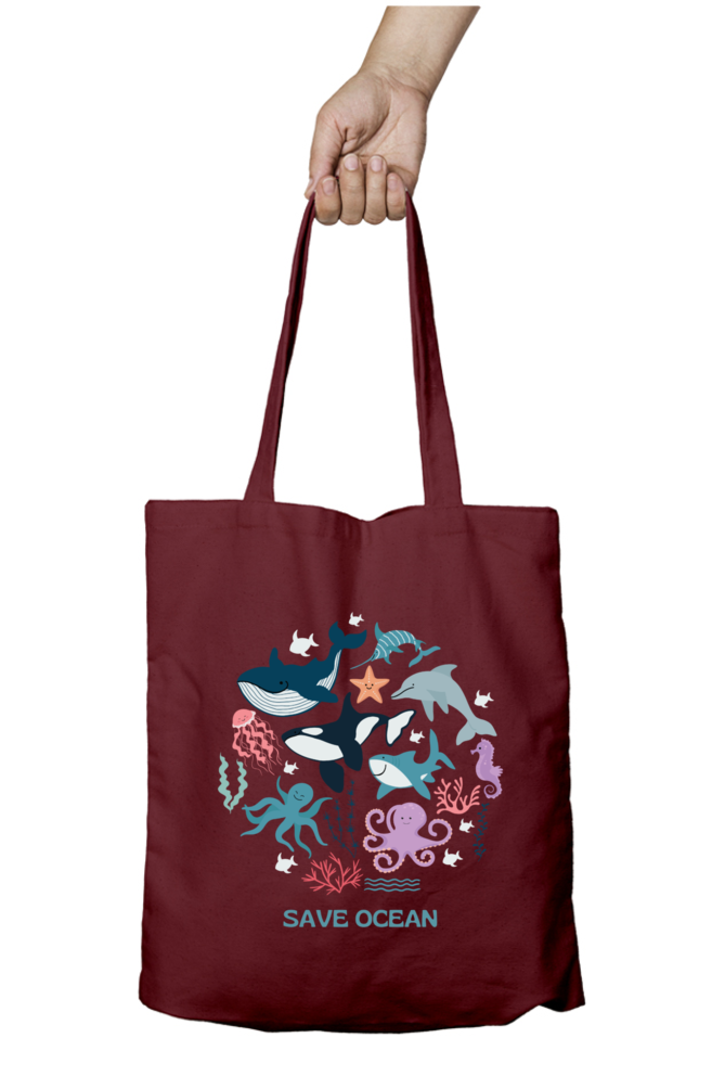 Save Ocean Print Unisex Tote Bag With Zipper