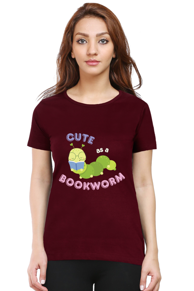 TrendzyKart Cute as a Bookworm Digital Print Women Half Sleeve T-Shirt