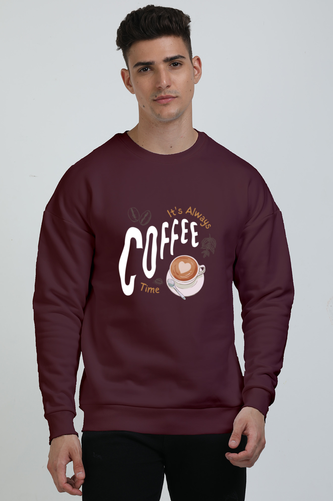 TrendzyKart Unisex Oversized Sweatshirts - Its Always Coffee Time