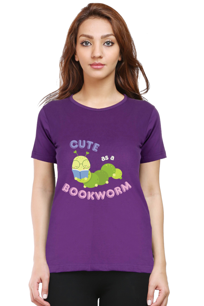 TrendzyKart Cute as a Bookworm Digital Print Women Half Sleeve T-Shirt