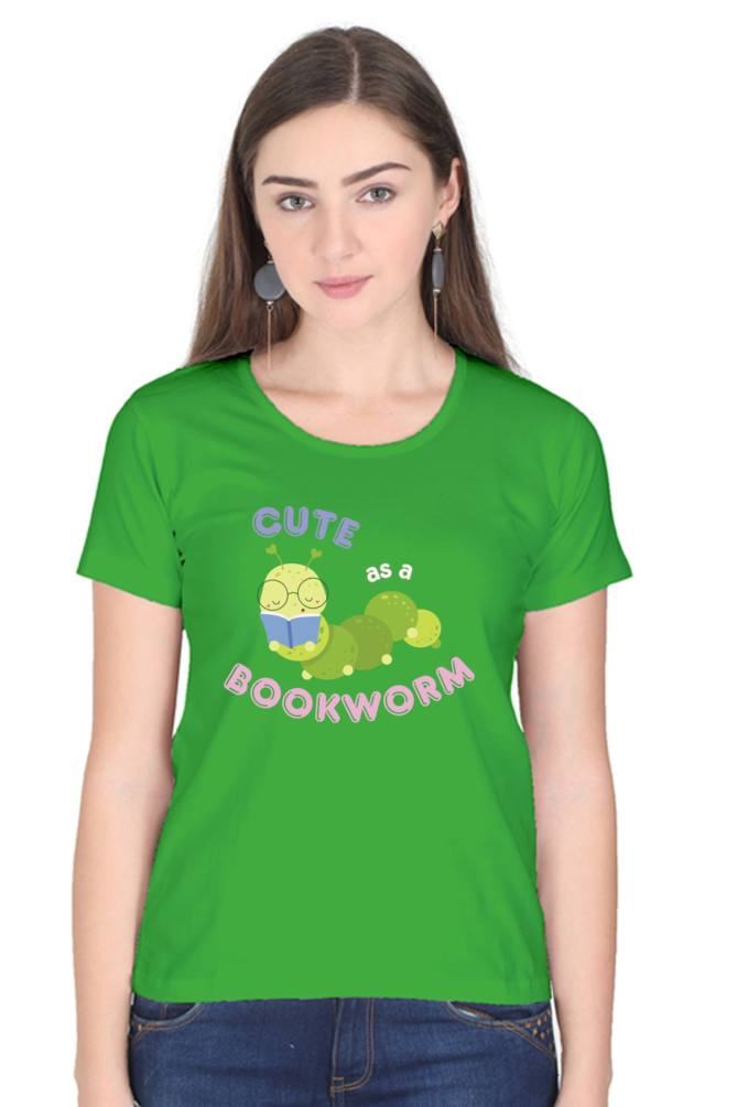 TrendzyKart Cute as a Bookworm Digital Print Women Half Sleeve T-Shirt