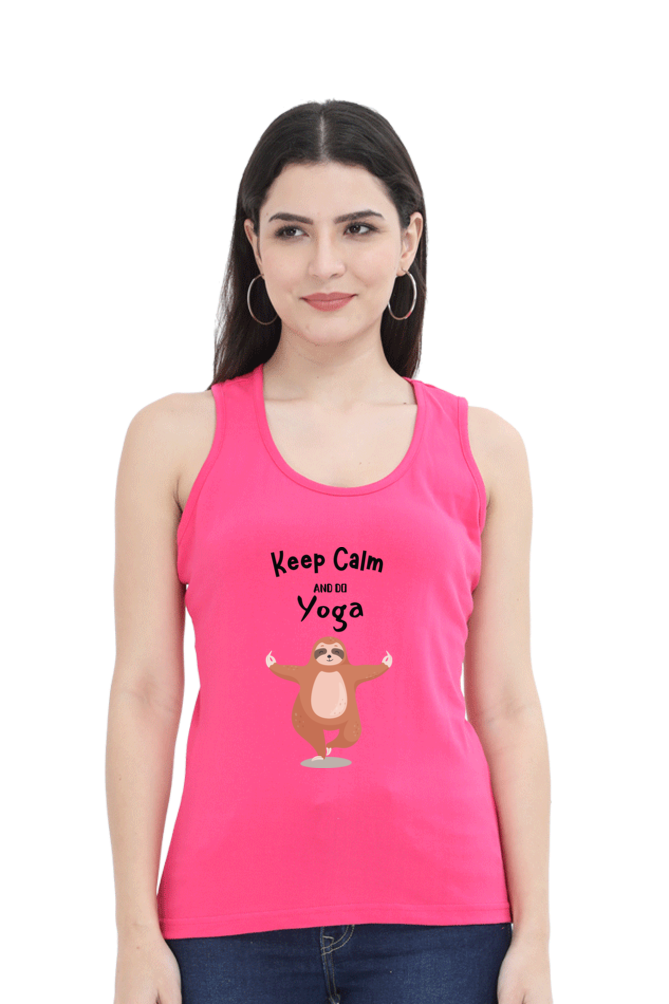 TrendzyKart Keep Calm And Do Yoga Print Women Tank Top