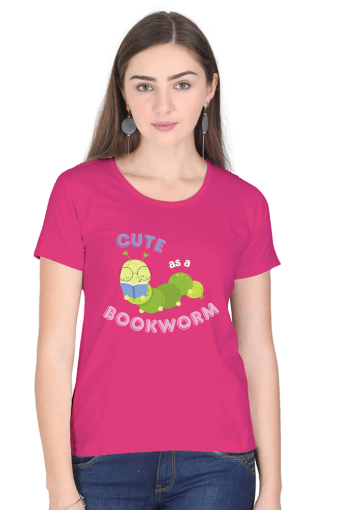 TrendzyKart Cute as a Bookworm Digital Print Women Half Sleeve T-Shirt