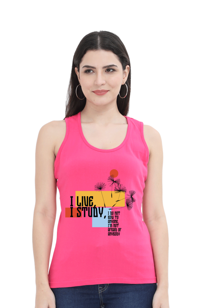 TrendzyKart I Live I Study Digital Print Women Tank Top