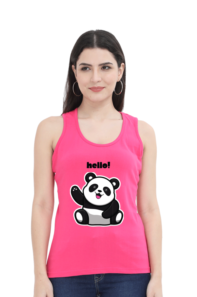 TrendzyKart Hello Panda Print Women Tank Top