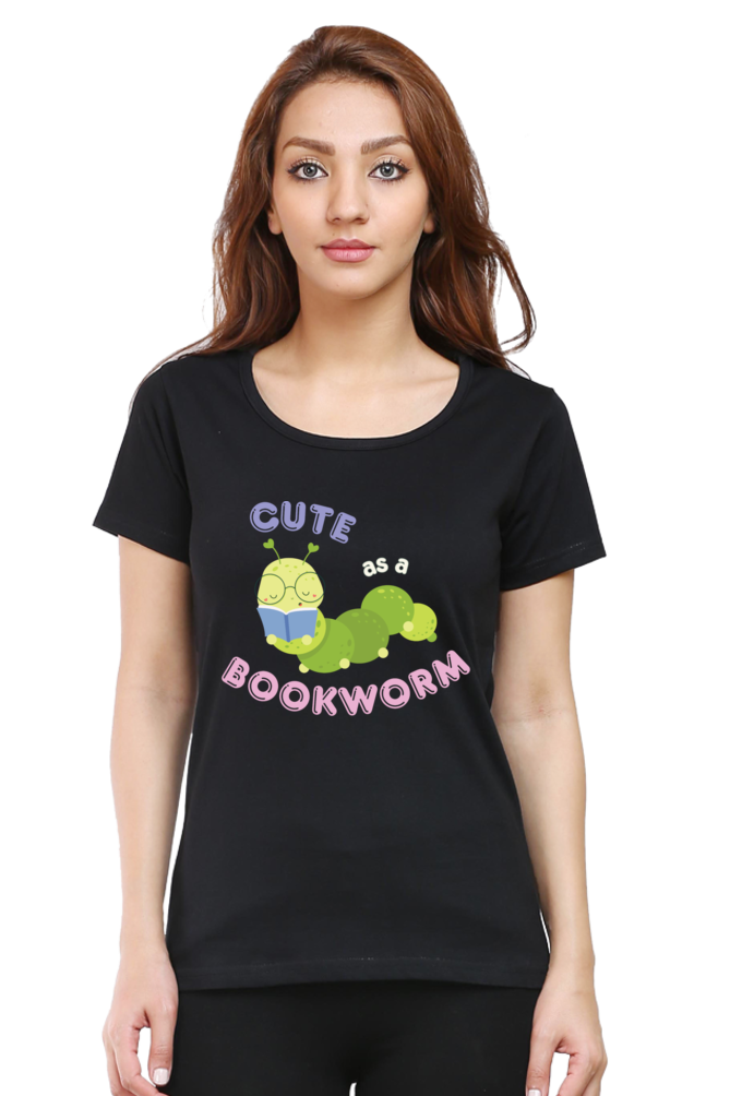 TrendzyKart Cute as a Bookworm Digital Print Women Half Sleeve T-Shirt