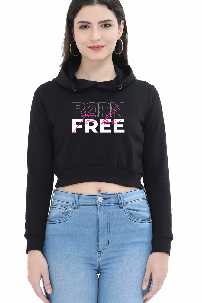 TrendzyKart Born To Be Free Digital Print Women Crop Hoodies