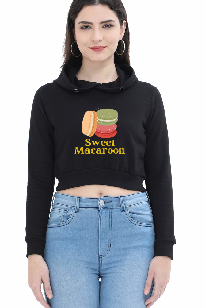 TrendzyKart Sweet Macaroon Digital Print Women Crop Hoodies