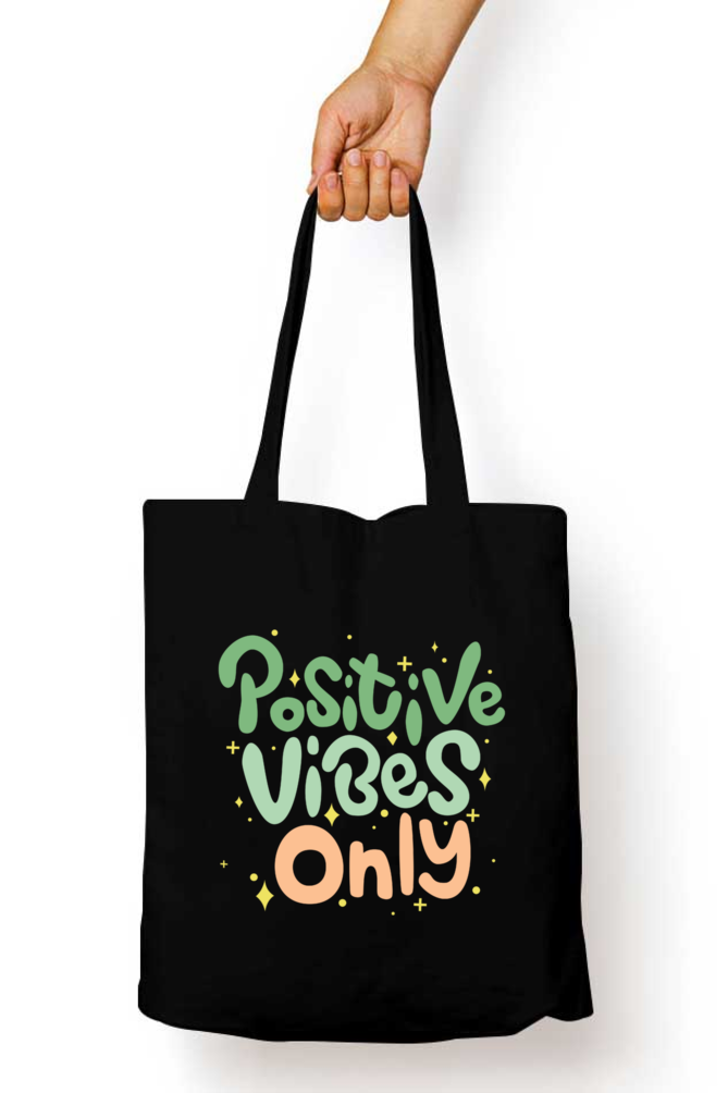 TrendzyKart Be Positive Vibes Only Print Unisex Zipper Tote Bag