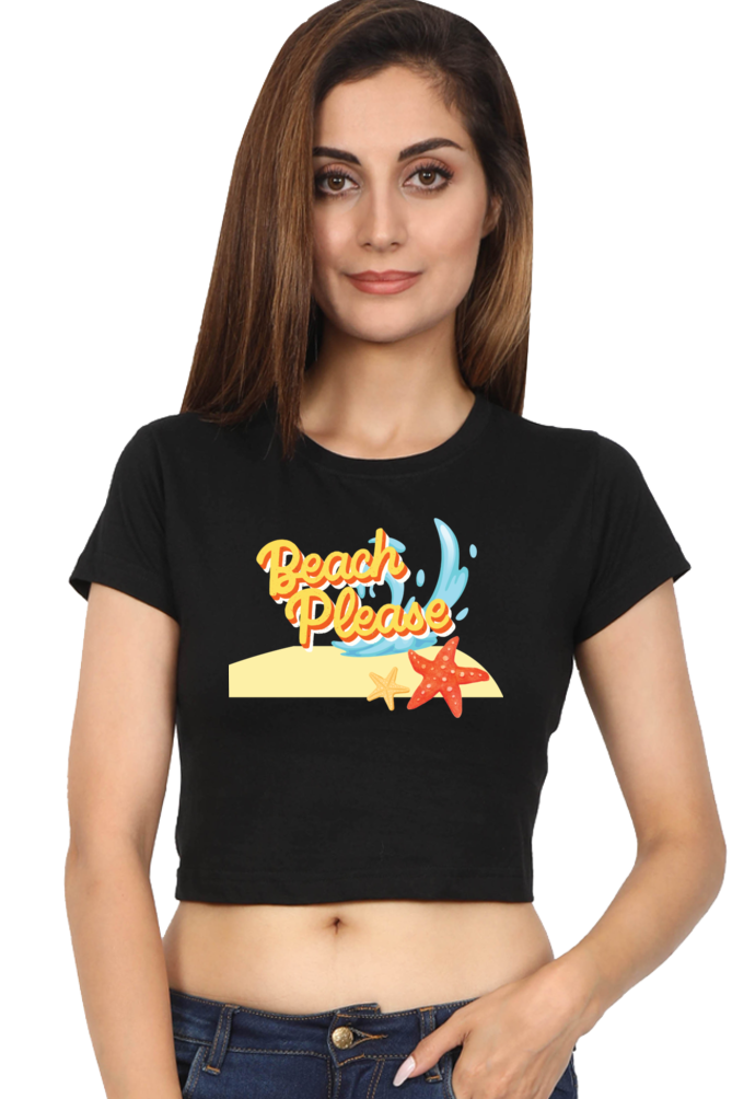 TrendzyKart Beach Please! Digital Print Women Crop Top