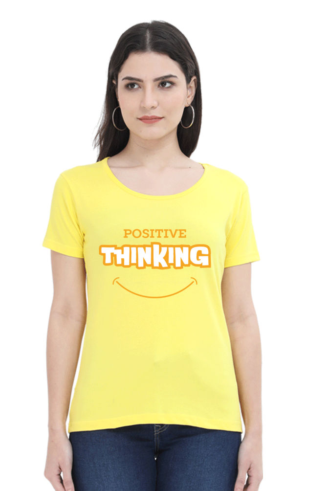 TrendzyKart Positive Thinking Digital Print Women Half Sleeve T-Shirt