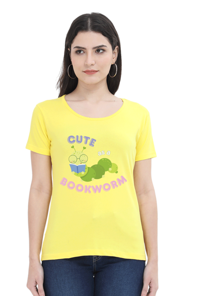 TrendzyKart Cute as a Bookworm Digital Print Women Half Sleeve T-Shirt