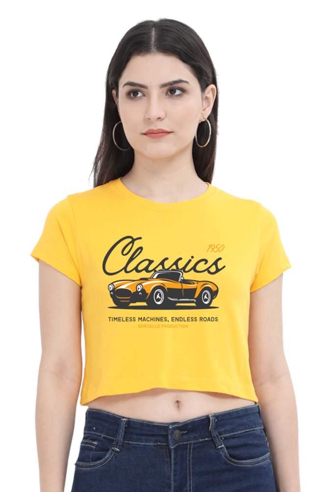 TrendzyKart Classic 1950 Vintage Car Digital Print Women Crop Top