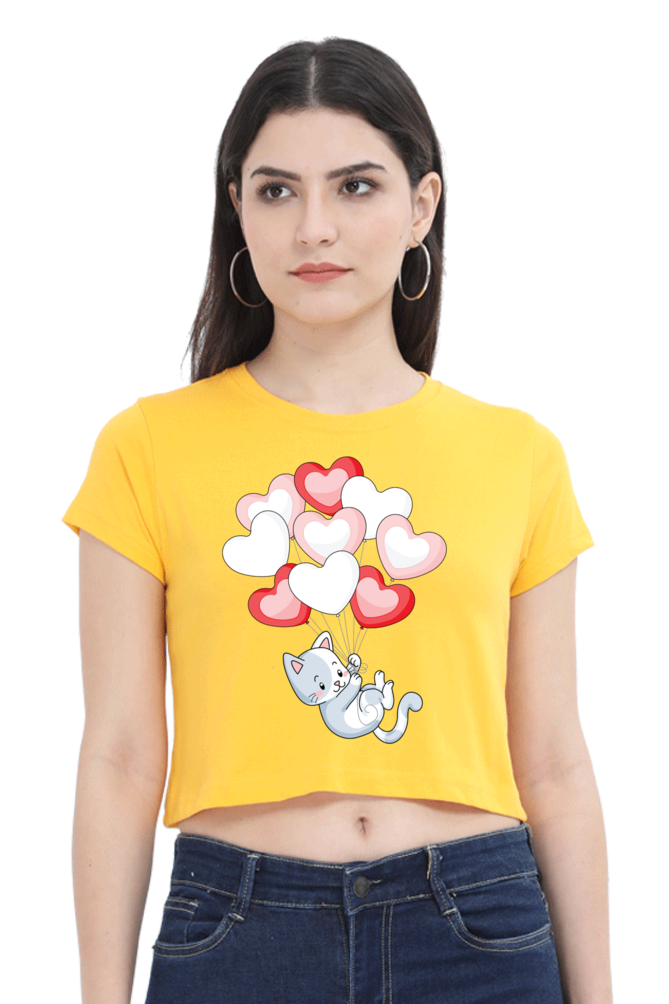 TrendzyKart Cat Lover Digital Print Women Crop Top