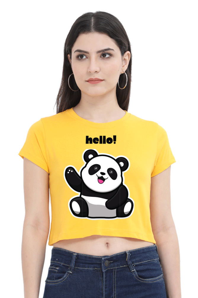 TrendzyKart Hello Panda Digital Print Women Crop Top