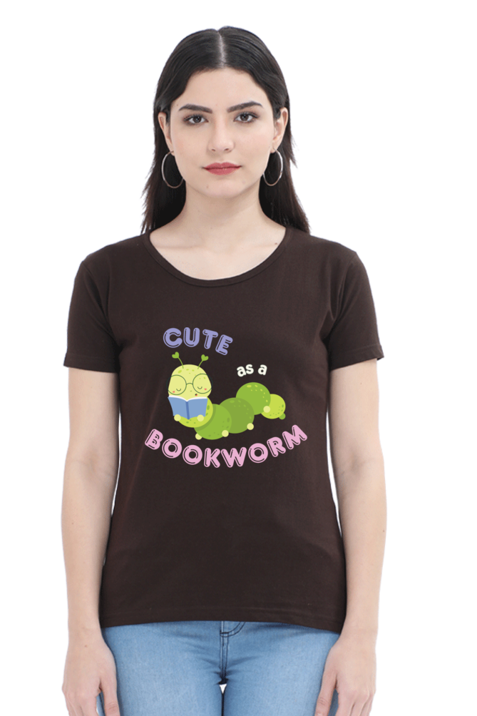 TrendzyKart Cute as a Bookworm Digital Print Women Half Sleeve T-Shirt