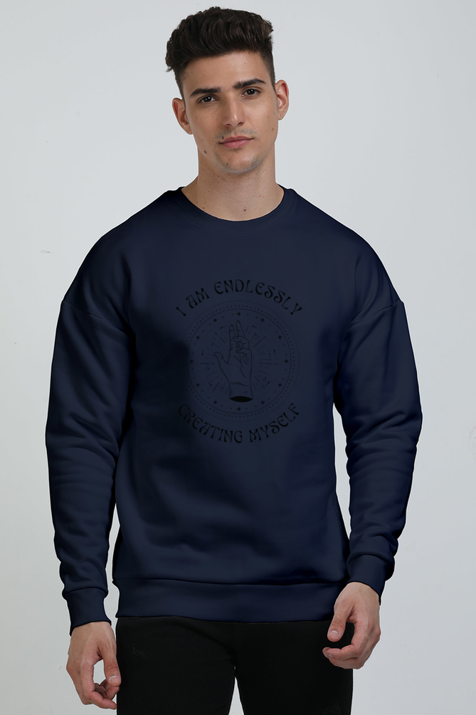 TrendzyKart Unisex Oversized Sweatshirts - I am Endlessley Creating Myself