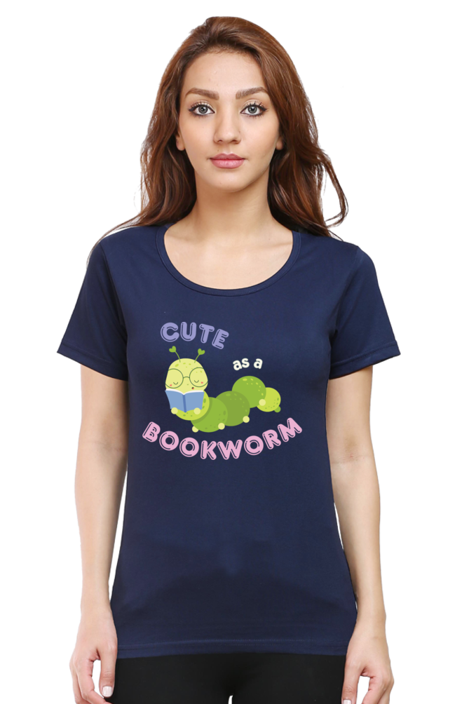 TrendzyKart Cute as a Bookworm Digital Print Women Half Sleeve T-Shirt