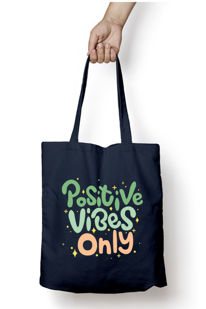 TrendzyKart Be Positive Vibes Only Print Unisex Zipper Tote Bag