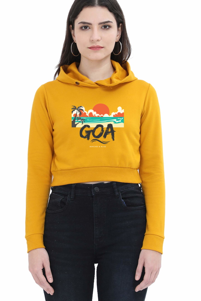 TrendzyKart Goa Digital Print Women Crop Hoodies