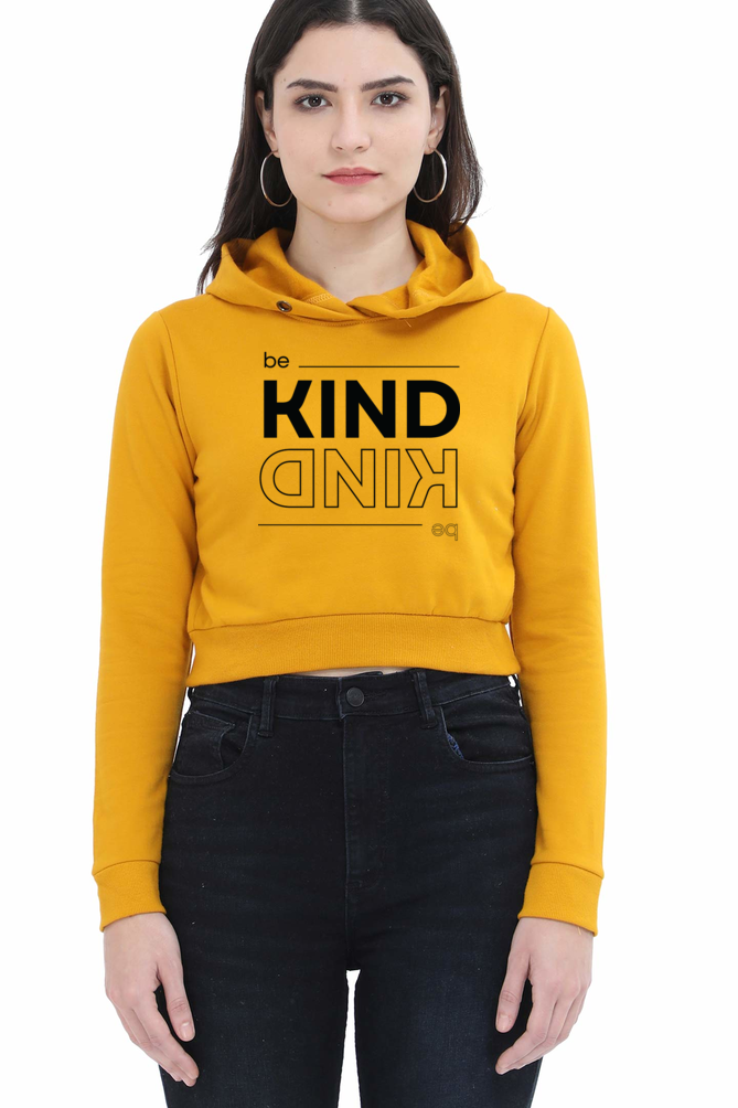 TrendzyKart Be Kind Digital Print Women Crop Hoodies