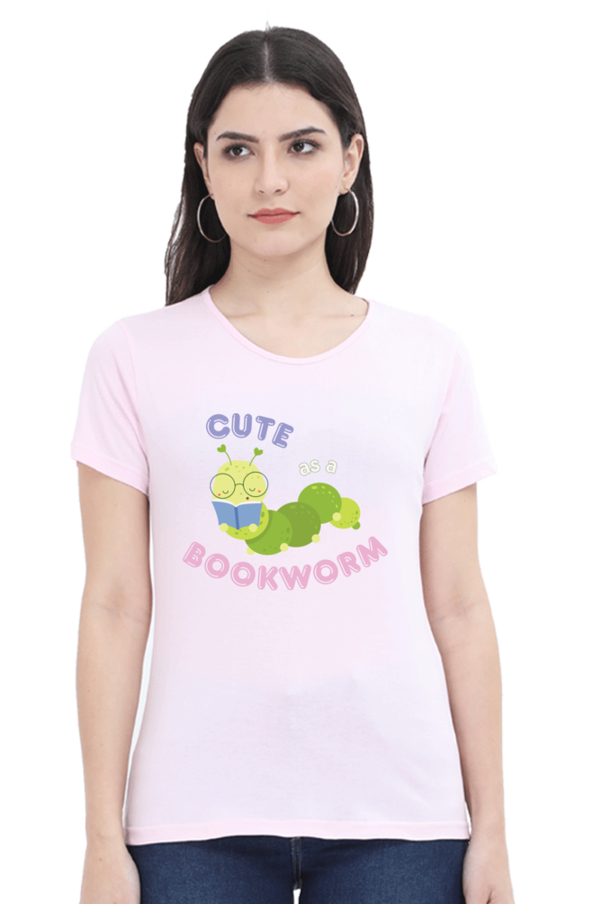 TrendzyKart Cute as a Bookworm Digital Print Women Half Sleeve T-Shirt