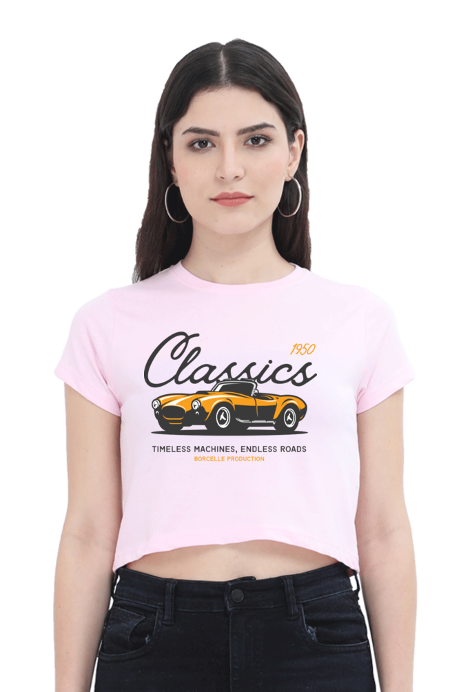 TrendzyKart Classic 1950 Vintage Car Digital Print Women Crop Top